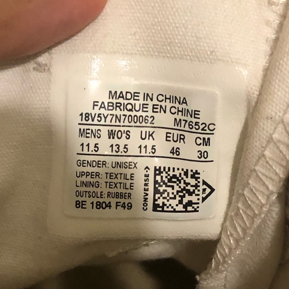 Converse All Star White Low Cut Shoes Size 11.5 - Picture 4 of 7